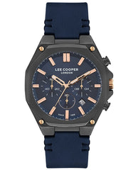 Lee Cooper Men's Quartz Movement Watch, Multi Function Display and Leather Strap - LC07318.099, Black