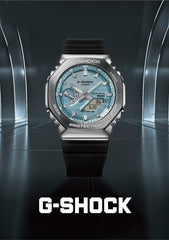 G-Shock Casio GBM-2100 Tough Solar Wristwatch, Metal Cover, Bluetooth Included, Biomass Plastic, Silver/Blue Import from Japan New
