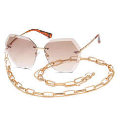 AEVOGUE Sunglasses For Women Oversized Rimless Diamond Cutting Lens Sun Glasses AE0534