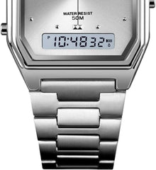 Skmei Women's Watch Silver AnaDigi Original Square 1612, Médio, bracelet - Silver