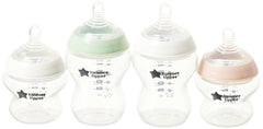 Tommee Tippee Closer to Nature Newborn Baby Bottle Starter Set | Breast-Like Nipple, Anti-Colic Wide Neck Bottles with Slow and Medium Flow Nipples- 9 Piece Set