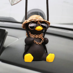 Kiofs Swinging Duck Car Hanging Ornament, Cool Car Hanging Accessories for Rear View Mirror, Cute Car Pendant Swinging Sunglasses Duck Hanging Swing