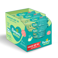 Pampers Complete Clean Baby Wipes with Aloe Vera Lotion for Hands & Face, 12 Packs, 768 Count (Item packing may vary)