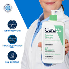 CeraVe Foaming Cleanser | Face and Body Wash for Normal to Oily Skin with Hyaluronic Acid, Niacinamide and Ceramides| Fragrance Free Paraben Free | 16Oz, 473 ML