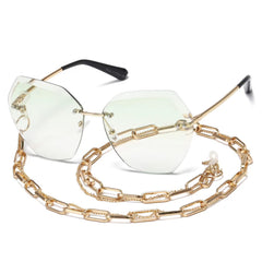 AEVOGUE Sunglasses For Women Oversized Rimless Diamond Cutting Lens Sun Glasses AE0534