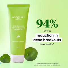 Dot & Key Cica 2% Salicylic Acid Face Wash for Oily, Acne Prone Skin, With Green Tea I Acne Clearing Sulphate Free Face Wash for Men & Women | 100ml
