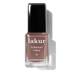 LONDONTOWN lakur Nail Polish Gel Like Shine, Long Lasting Color, Strengthens & Hydrates Nails with 21+ Free Clean Formula and Pro Contour Brush, Dirty Chai, 0.4 Fl Oz