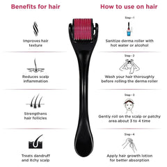 ProGrip Tools Derma Roller 0.5mm with 540 Titanium Needles : Skin Rejuvenation, Hair Growth, and Cellulite Reduction - Pain-Free Treatment for Thicker, Elastic Skin and Fuller Hair (Pack of 1)