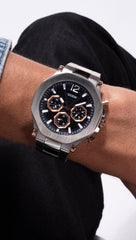 GUESS US Men's Silver-Tone Cut-Through Multifunction Watch