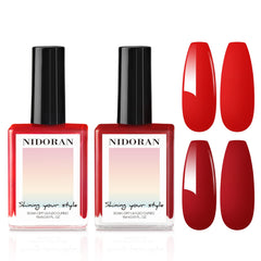 Nitakou 15ML 2 Pcs Red & Wine Red Gel Nail Polish,Soak Off UV LED Lamp Gel Polish Nail Art Manicure Salon DIY at Home Gel Nail Design for Starter Nail Polish