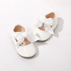 PATPAT Toddler / Kids Wavy Edge Bow Ribbon Decor White Princess Shoes White