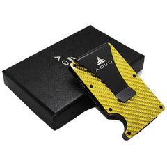 AQUO Money Clip Wallet for Men - Slim Front Pocket Blocking Bifold Credit Card Holder for Men with Gift Box (YELLOW)