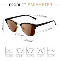 KANASTAL Polarized Horn Rimmed Sunglasses for Men and Women, Classic Half Frame Sun Glasses, Semi Rimless Shades for Womens 100% UV400 Protection Driving