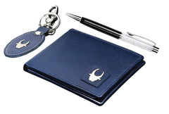 WildHorn® RFID Protected Genuine Leather Wallet & Gift Combo for Men - GIFTBOX150-Blue