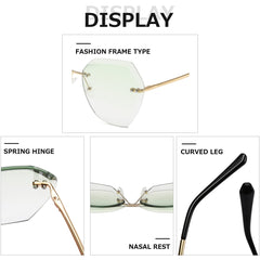 AEVOGUE Sunglasses For Women Oversized Rimless Diamond Cutting Lens Sun Glasses AE0534
