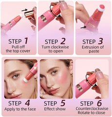 KANZA - Liquid Beauty Blush | Face Cheek Blusher Liquid Concealer Pen | Body Face Contouring Makeup Pen | Matte Finish Liquid Contour Stick with Soft Cushion Applicator | 15g (Color #3)