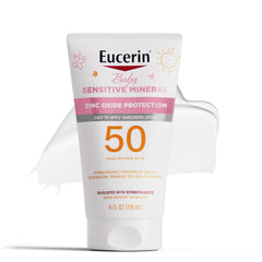Eucerin Sun Sensitive Mineral Baby Sunscreen SPF 50, Sunscreen Lotion with Zinc Oxide Protection, Mineral Sunscreen - 4 Fl Oz