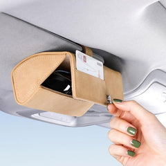 ECVV Car Sunglass Case, Car Visor Sunglasses Holder with Hidden Magnetic Closure, Car Interior Eyeglasses Box, Extra Storage Sleeve, Glasses Clip Protective Storage Car Accessories to All Car-Beige