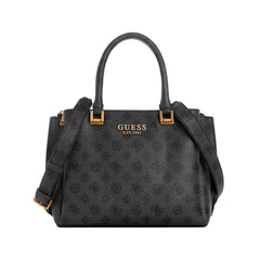 GUESS Women Fynna Satchel Handbag, Coal Logo