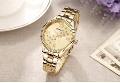 CURREN Watch 9009 Women's Quartz Watch Designer Crystal Wristwatch Ladies Watch (with Original Box) - GOLD