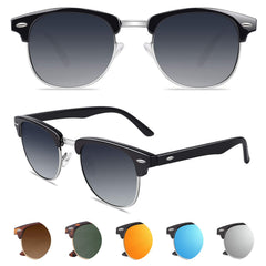 GQUEEN Classic Horn Rimmed Semi Rimless Polarized Sunglasses for Men Women GQO6