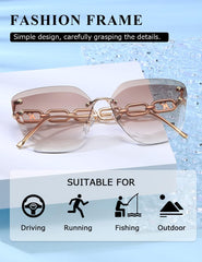 AEVOGUE Oversized Rimless Diamond Cutting Sunglasses for Women (AE0534) - Brown
