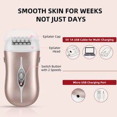 KASTWAVE Epilator for Women, Cordless Depilator for Women, Rechargeable Lady Face Shaver, Hair Removal Device for Arm Leg Underarm (Pink)