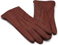 Harssidanzar Men's Italian Sheepskin Leather Gloves - Brandy