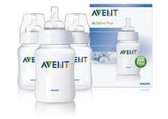 AVENT Philips SCF68337 Classic Feeding Bottles Set Of 3 White, 260 ML