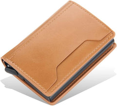 TERRIFI Slim Wallet for Men RFID Smart Front Pocket Minimalist Leather Wallet Antimagnetic Anti Theft Medium Deposit ID Money Bank Card Size Men Gift Brown