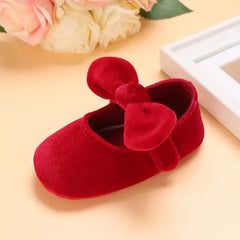 PATPAT Christmas Baby / Toddler Bow Velcro Soft Sole Walking Shoes Red