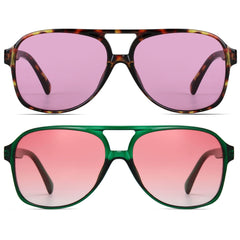 Freckles Mark Vintage Retro 70s Sunglasses for Women Men Classic Large Squared Aviator Frame UV400 Trendy Orange Glasses