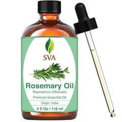 SVA Rosemary Oil 4 fl oz – 100% Natural Essential Oil with Dropper – For Diffuser, Hair, Skin, Soap & Candle Making