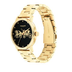 COACH WOMEN'S BLACK DIAL IONIC PLATED THIN GOLD STEEL BRACELET WATCH - 14504174
