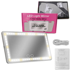 Feisate Car Visor Vanity Mirror With Led Lights, Car Mirror Light Rechargeable Makeup Mirror With 3 Light Modes, Car Visor Mirror, Car Vanity Mirror For Car Truck SUV, White