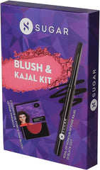 SUGAR Cosmetics Kohl Of Honour Intense Kajal, 01 Black Out (Black)+ Contour De Force Mini Blush - 02 Pink Pinnacle (Deep Rose)