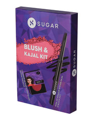 SUGAR Cosmetics Kohl Of Honour Intense Kajal, 01 Black Out (Black)+ Contour De Force Mini Blush - 02 Pink Pinnacle (Deep Rose)
