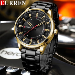 CURREN 8406 Top Brand Luxury Fashion Watch Men's New Stainless Steel Waterproof Wrist Watch - BLACK GOLD