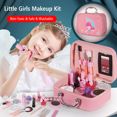 Morelian 20pcs/set Girls Makeup Kit Real Kids Make Up Set Cosmetics Play Set Washable Safe with Carry Case for Little Girls Party Game Birthday Gift