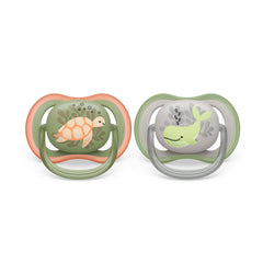 AVENT Philips Ultra Air Soother - 2 x Light, Breathable Baby Soothers for Babies Aged 6β18 Months, BPA-Free with Steriliser Carry Case (Model SCF085/60)