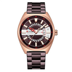 CURREN Men's Quartz Sports Brand Luxury Business Waterproof Automatic Date Stainless - BROWN