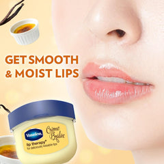 Vaseline Lip Care Crème Brulee Lip Balm Tub With Pure Jelly & Crème Brulee For Deliciously Kissable Lips| Nourishes & Protects Lips| Non-greasy Lip Moisturizer for Naturally Tinted Lips| 7 gm