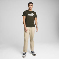 PUMA unisex-adult ESS Logo Tee (s) Tees - Dark Olive