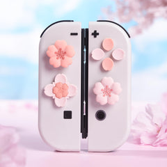 GeekShare Silicone Cross D-Pad Button Caps Set Cute Joystick Cover - ABXY Key Buttons Sticker Compatible with Switch/OLED Game Console - Sakura