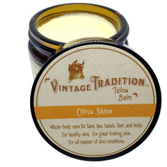 Vintage Tradition Beef Tallow All Purpose Balm – Healing, Hydrating Citrus Oil Skin Care Salve Replaces Body Lotion, Hand Cream, More – Essential Oil, Olive Oil, and Grass-Fed Tallow, 2 fl. oz.