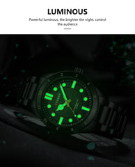 CURREN-Quartz Wrist Watches for Men, Round Luminous Hand, Stainless Steel Strap, Casual Business Watch, New Watches for Men, 8450 - BLACK