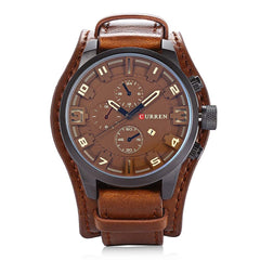 Curren 8225 Casual Decorative Sub-dial Male Quartz Watch Brown watch for Men - Casual Watch Brown