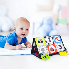 Jenilily Baby Books Mirror Tummy Time Toys, Touch and Feel Crinkle Cloth Books Early Educational Soft Toys for Infants Toddlers, Baby Gift