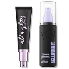 URBAN DECAY All Nighter Face Primer and Natural Finish Makeup Setting Spray Bundle All Nighter Waterproof Setting Spray (4 Fl Oz) for Transfer Resistant + Longwear Makeup Primer (1 fl oz)