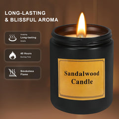 FRAGSCEN Sandalwood Candles, Candles for Home Scented, Natural Soy Candles, Mothers Day Gifts, Candles Gifts for Women, Aromatherapy Candles for Stress Relief, 7oz 40 Hours